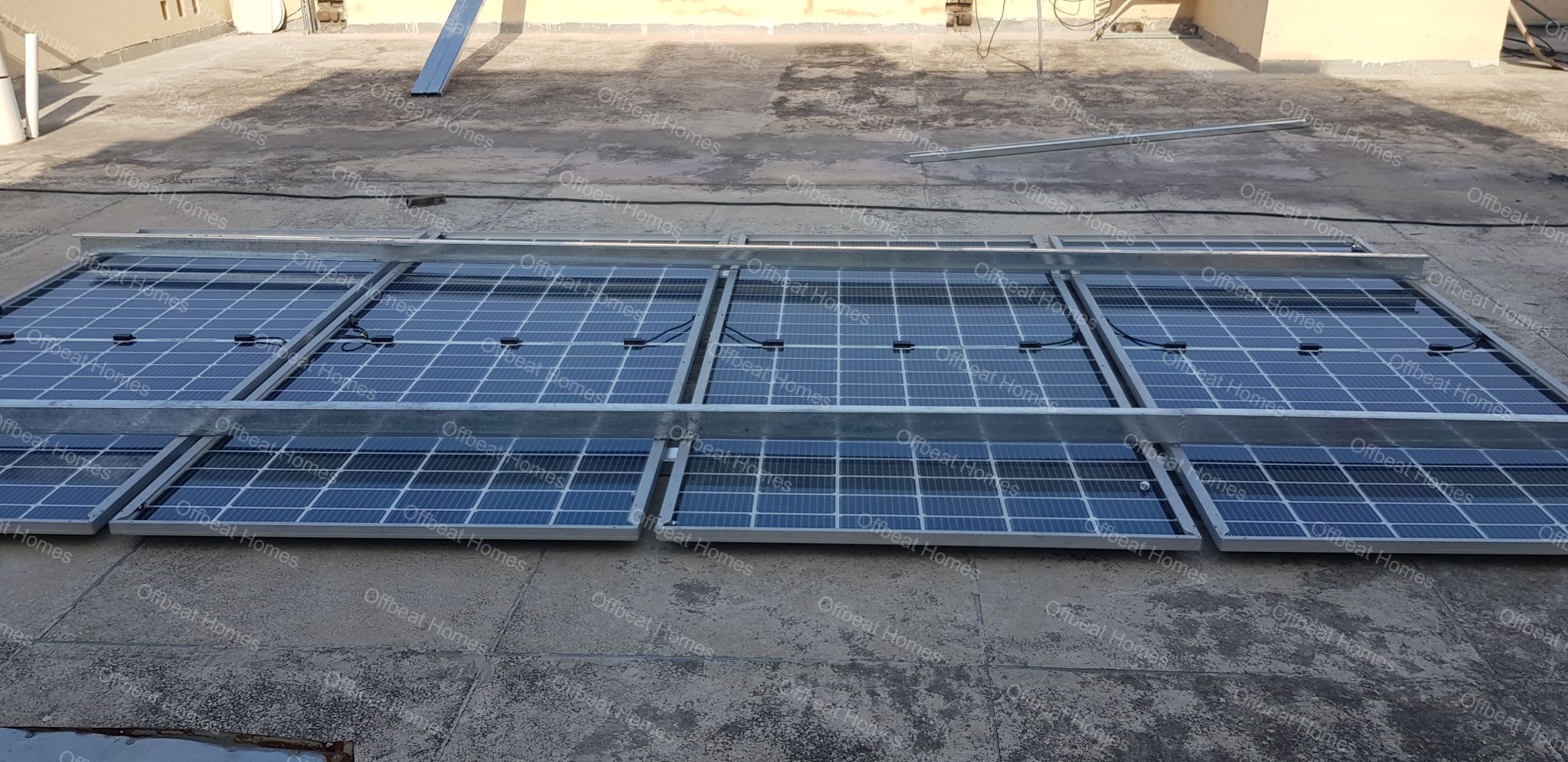 Elevated rooftop solar panel stand built with hot dip galvanized steel in Rawalpindi