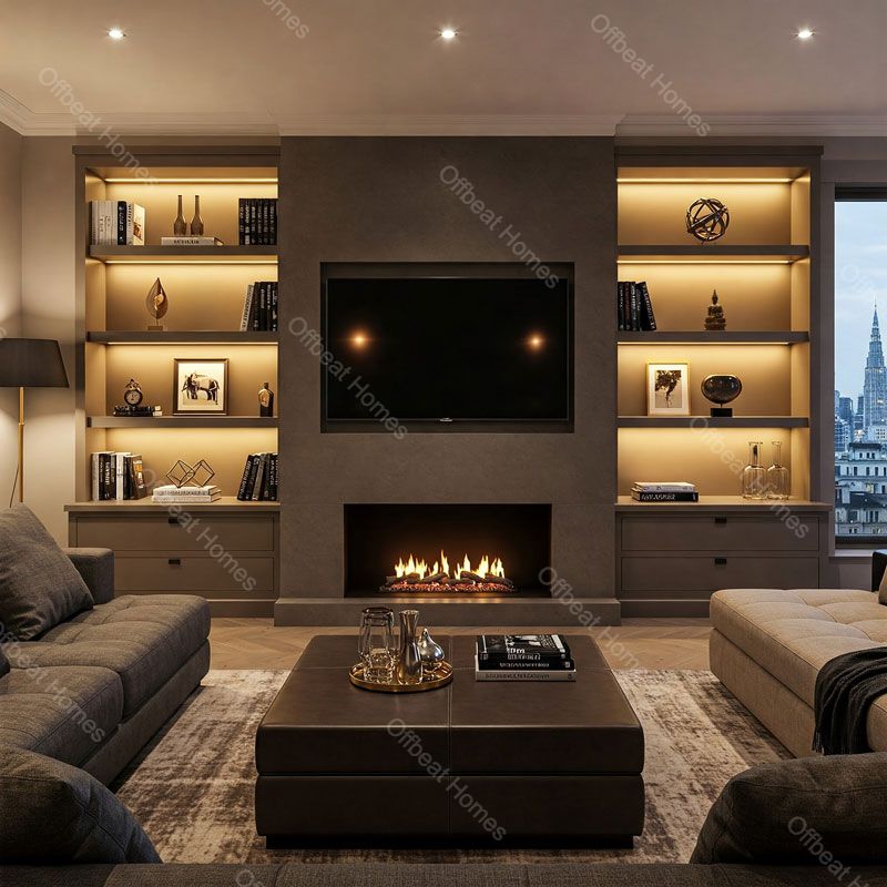 Luxury Media Wall Design Luxury Media Wall Design with gold and marble textures